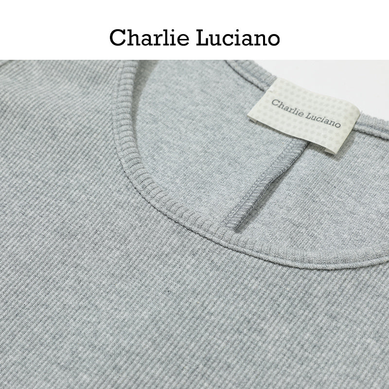 Charlie Luciano striped jacquard knitted sleeveless vest, summer new fashion top for women