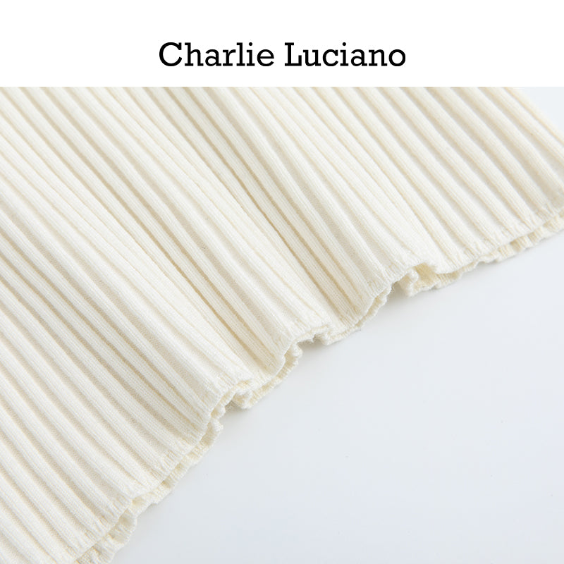 Charlie Luciano shoulder strap jacquard knit vest base sleeveless top