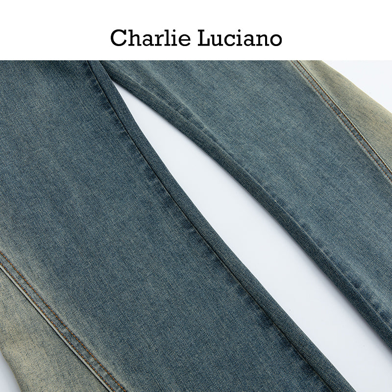 Charlie Luciano washed gradient denim bell bottoms jeans