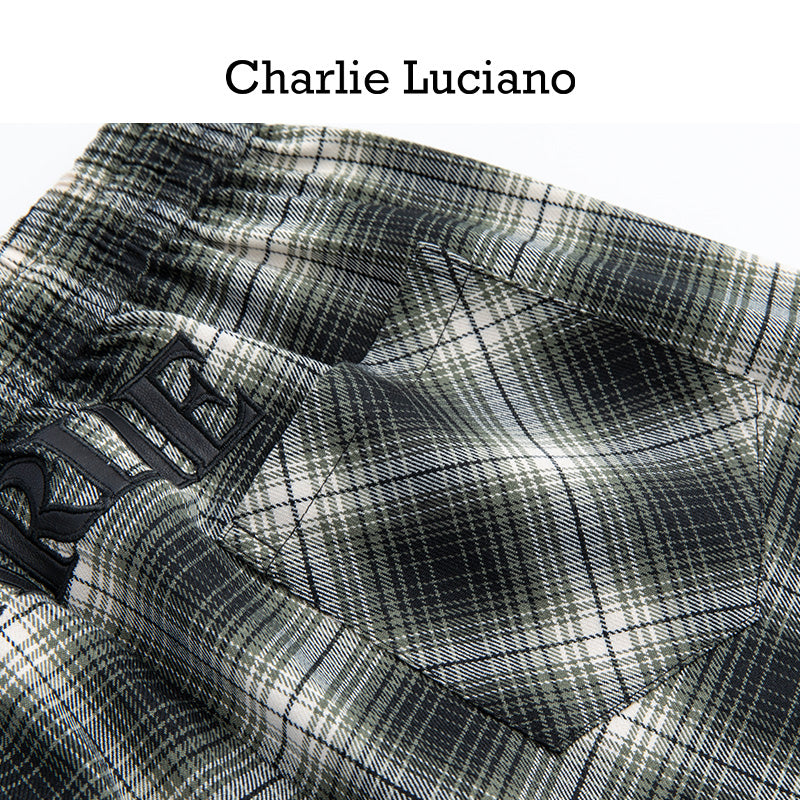 Charlie Luciano Fluid Love Silicon Offset Plaid Pants Casual Pants