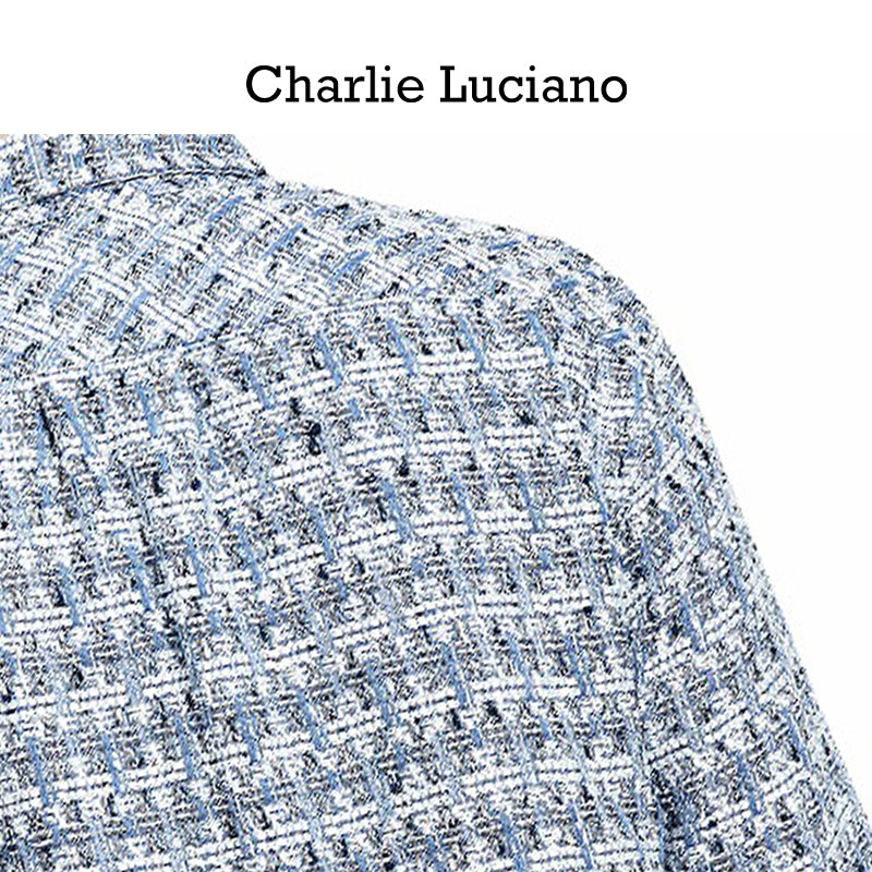 Charlie Luciano Trendy Brand Shirt 2025 Spring and Autumn New Coat Couple's Purple White