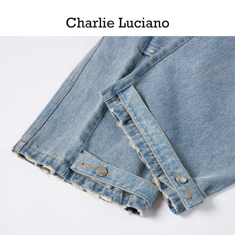Charlie Luciano Spring/Summer Casual Work Pants for Men and Women, Multi Pocket Jeans, Trendy
