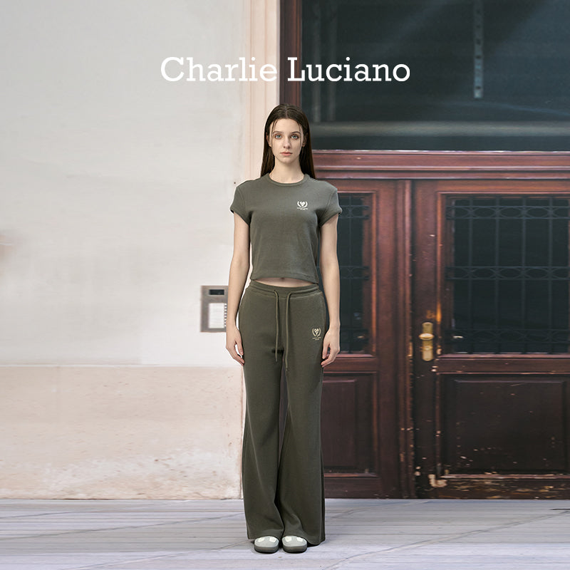 Charlie Luciano tennis leggings high waisted lace up loose casual pants