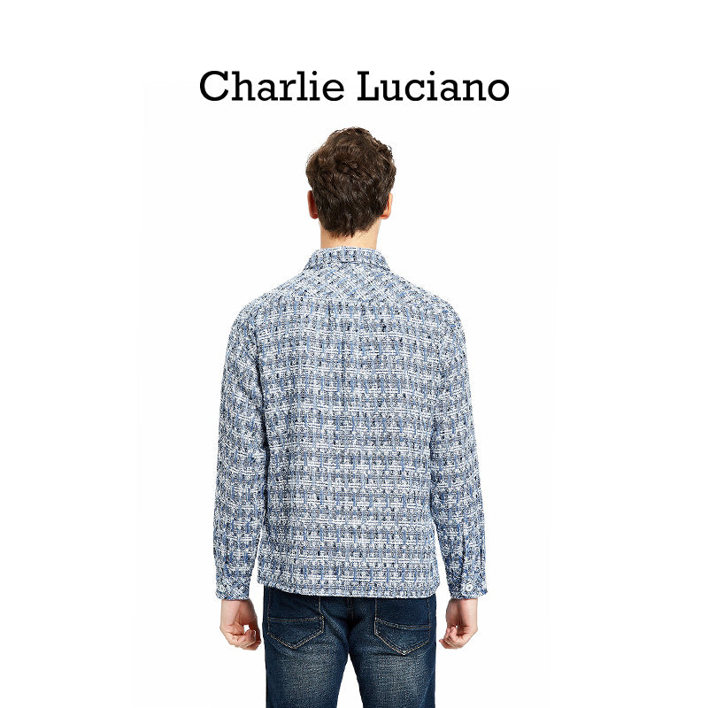 Charlie Luciano Trendy Brand Shirt 2025 Spring and Autumn New Coat Couple's Purple White