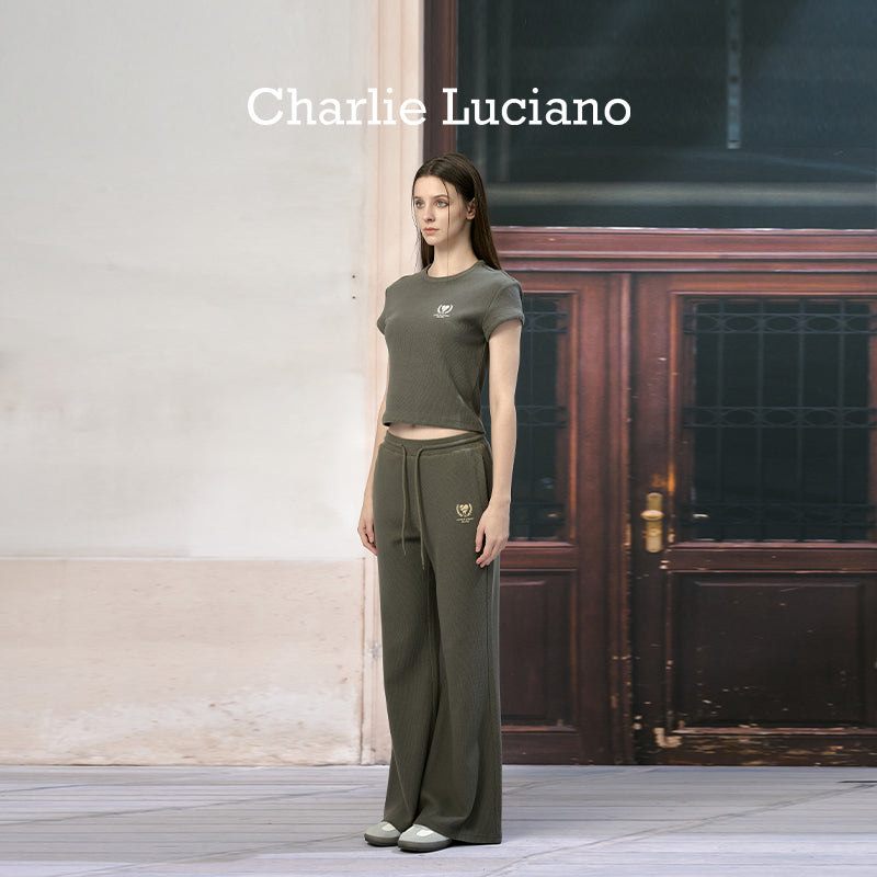 Charlie Luciano tennis leggings high waisted lace up loose casual pants