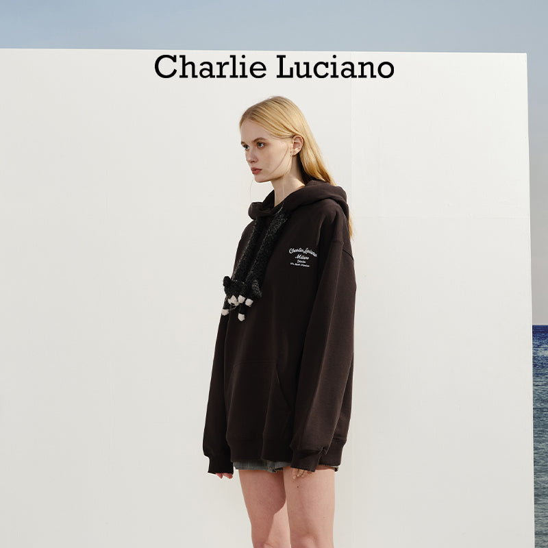 Charlie Luciano Hoodie 2025 Spring Cat Drawstring Hoodie Trendy