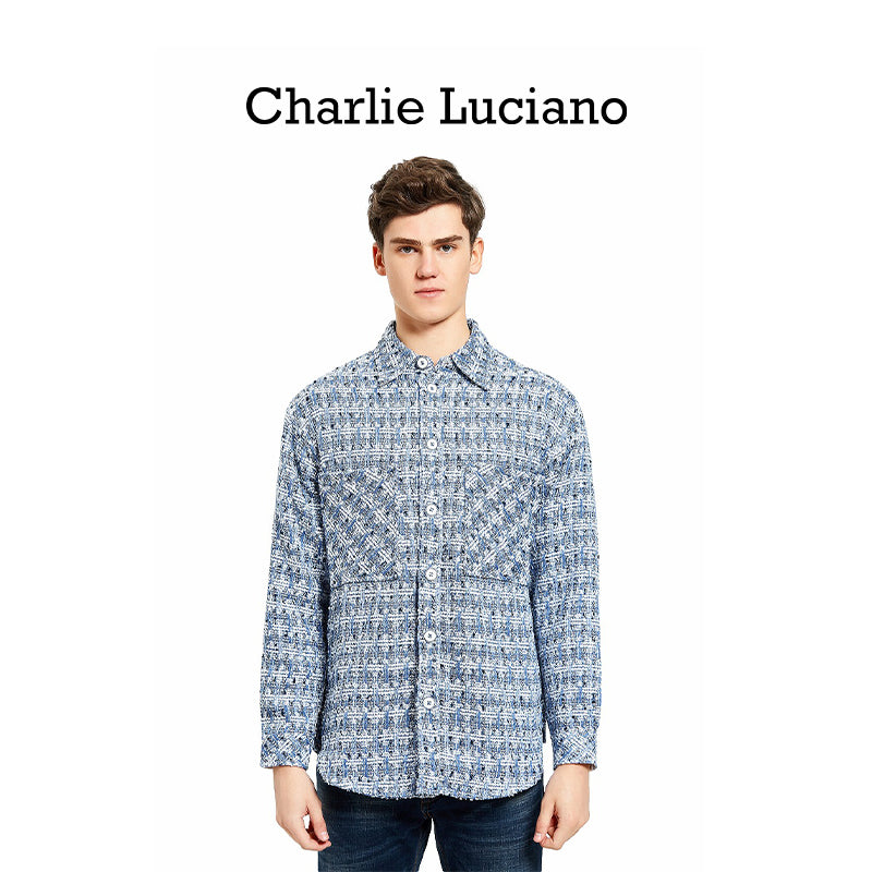 Charlie Luciano Trendy Brand Shirt 2025 Spring and Autumn New Coat Couple's Purple White