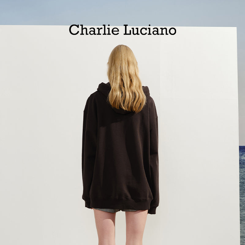 Charlie Luciano Hoodie 2025 Spring Cat Drawstring Hoodie Trendy