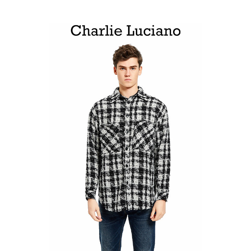 Charlie Luciano black and white small fragrance jacket, same trendy brand men's and women's shirt
