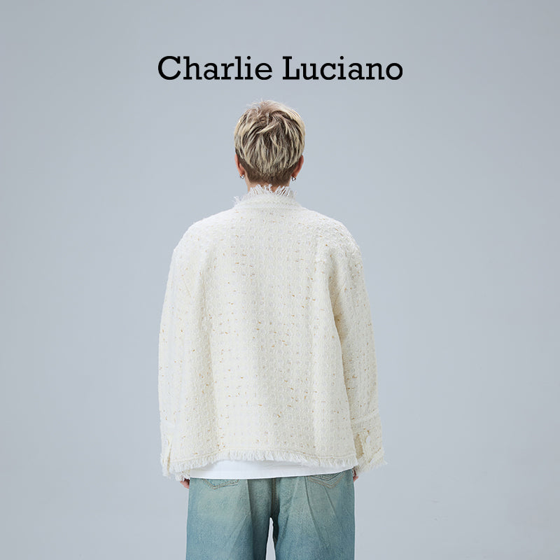 Charlie Luciano jacket 2025 trendy brand woven short white jacket for women