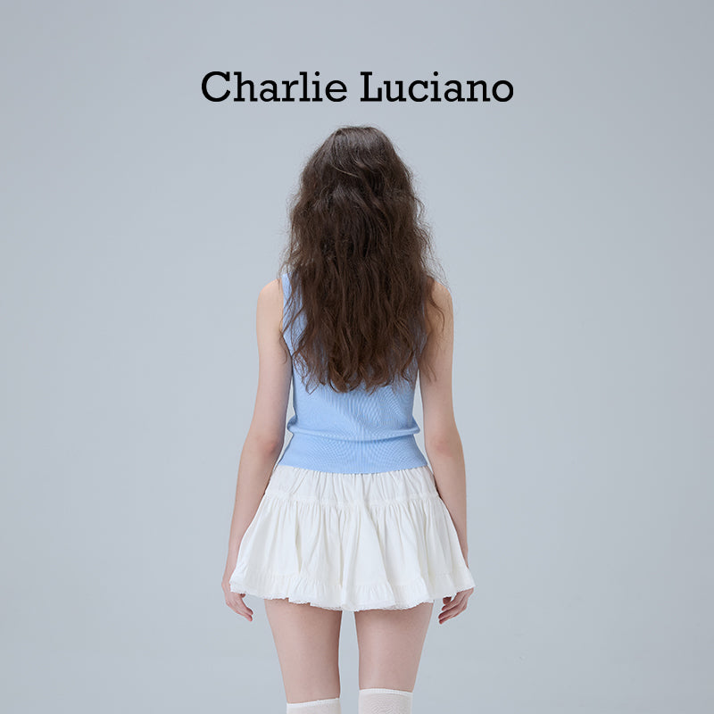 Charlie Luciano high waisted midi skirt slim fit and slimming, fluffy skirt