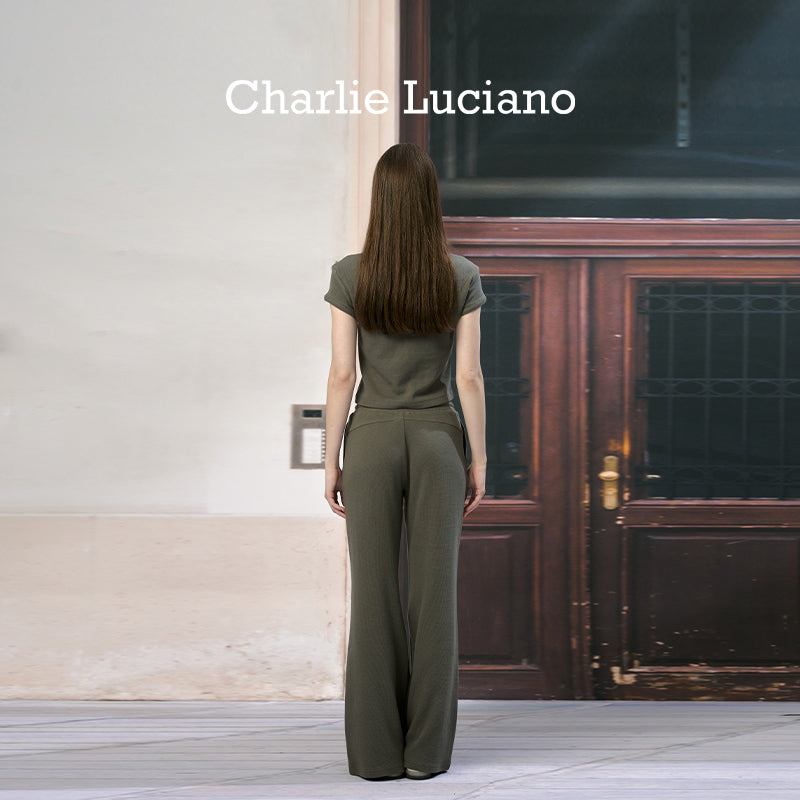 Charlie Luciano tennis leggings high waisted lace up loose casual pants